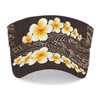 Brown Polynesia Sun Visor Cap Plumeria Tropical Leaves With Galaxy Polynesian Art