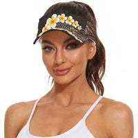 Brown Polynesia Sun Visor Cap Plumeria Tropical Leaves With Galaxy Polynesian Art