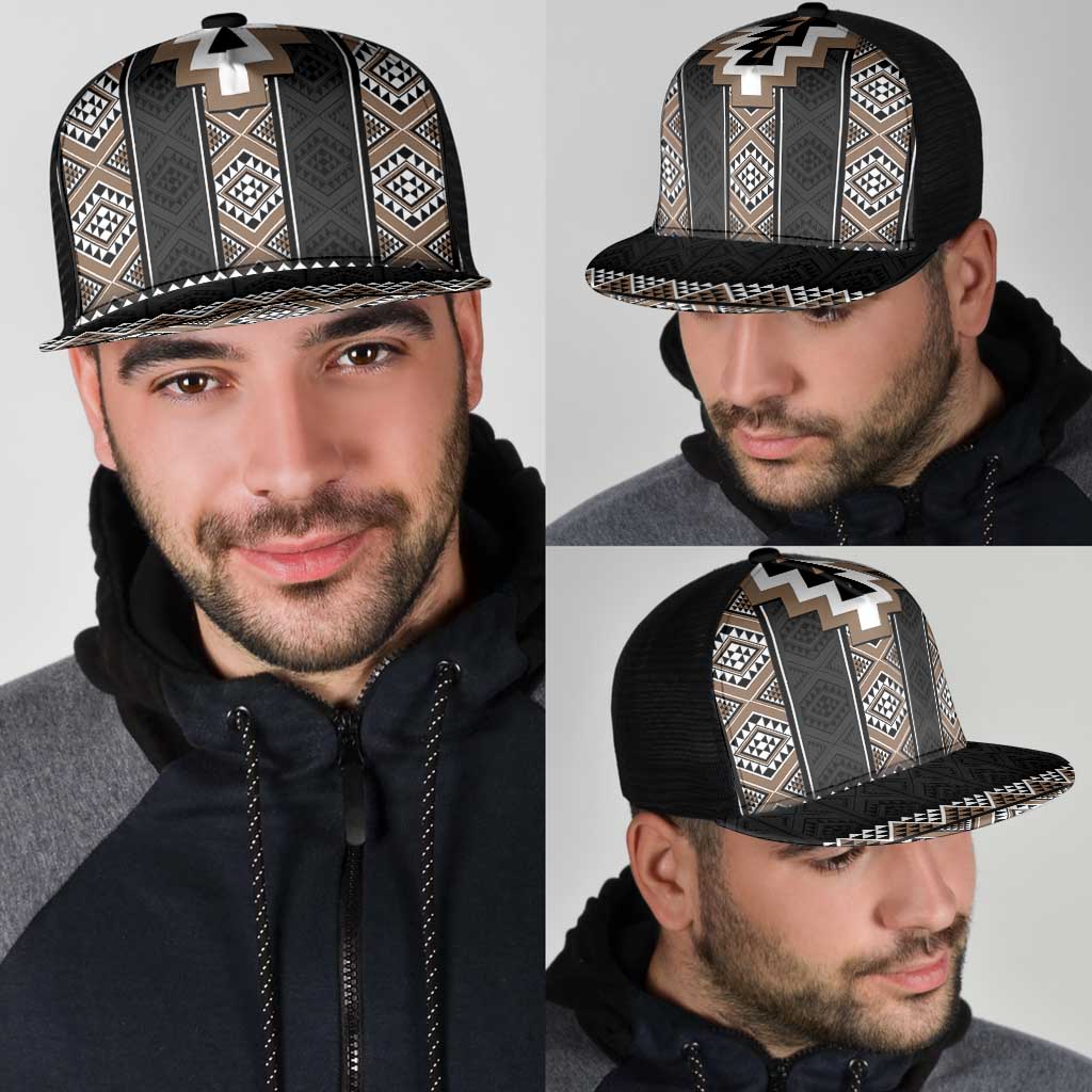 Brown Taniko Aotearoa Mesh Trucker Cap Niho Taniwha Mix Poutama - Polynesian Pride