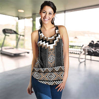 Brown Taniko Aotearoa Women Racerback Tank Niho Taniwha Mix Poutama LT14