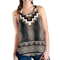Brown Taniko Aotearoa Women Racerback Tank Niho Taniwha Mix Poutama LT14