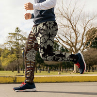 Bula Fiji Masi Jogger Pants Tapa Tropical Hibiscus Half Stylized - Polynesian Pride