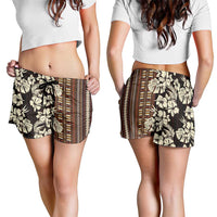 Bula Fiji Masi Shorts for Women Tapa Tropical Hibiscus Half Stylized LT14 - Polynesian Pride