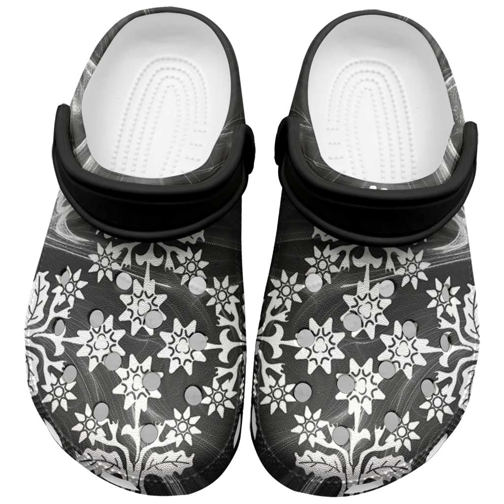 Cook Islands Black Marble Tivaevae Clogs Shoes