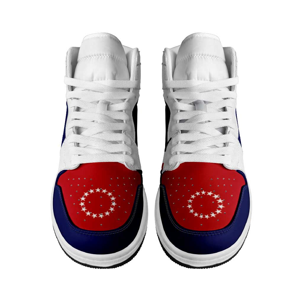 Cook Islands High Sneakers AJ1 Coat Of Arms Flag Inspired