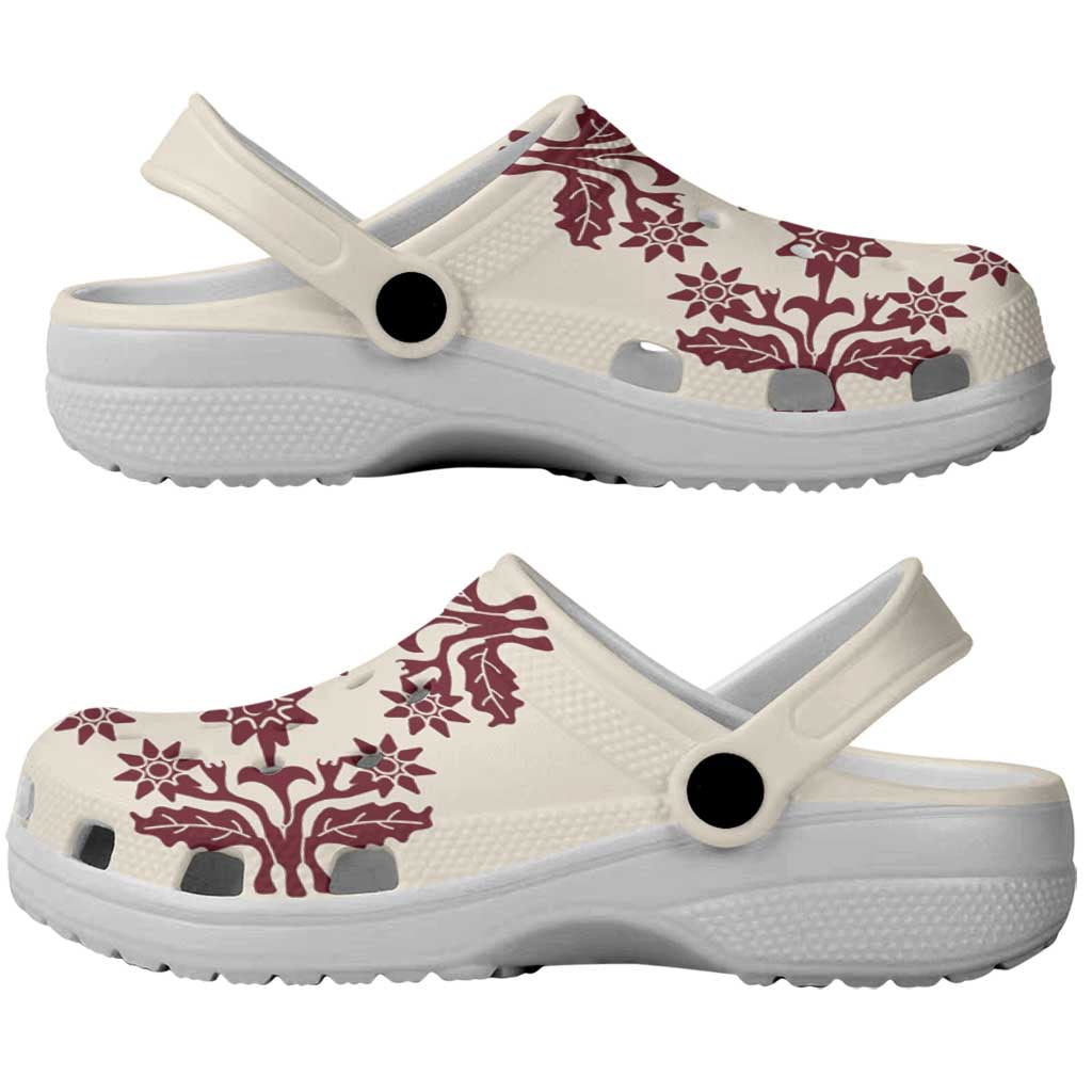 Cook Islands Maroon Tivaevae Clogs Shoes