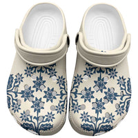 Cook Islands Navy Blue Tivaevae Clogs Shoes