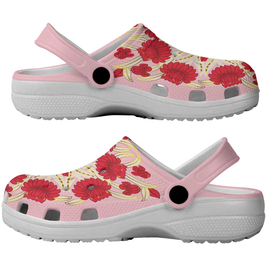 Cook Islands Tivaevae Quilt Clogs Shoes Light Pink