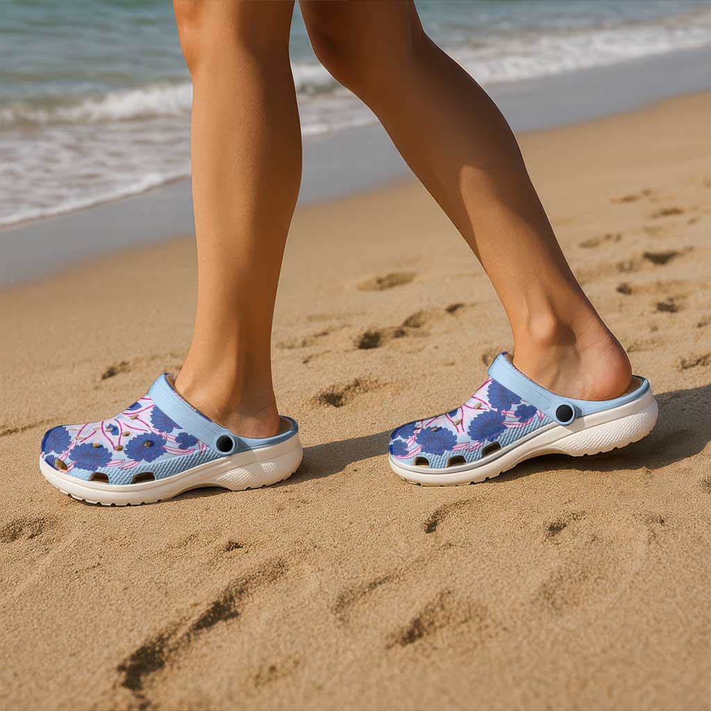 Cook Islands Tivaevae Quilt Clogs Shoes Sky Blue
