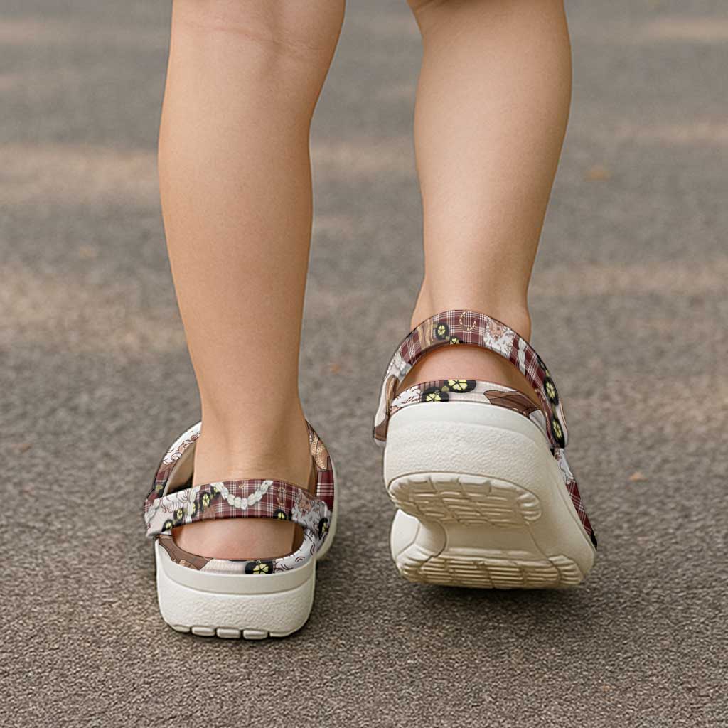 Cowboy Hawaii Mele Kalikimaka Clogs Shoes Paniolo Kukui Nut Pikake Lei Burgundy Version - Polynesian Pride