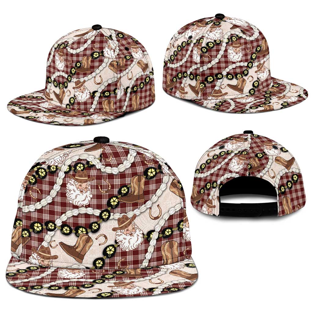 Cowboy Hawaii Mele Kalikimaka Snapback Cap Paniolo Kukui Nut Pikake Lei Burgundy Version - Polynesian Pride