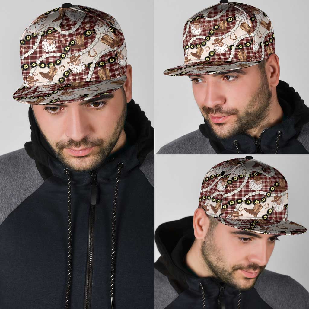 Cowboy Hawaii Mele Kalikimaka Snapback Cap Paniolo Kukui Nut Pikake Lei Burgundy Version - Polynesian Pride