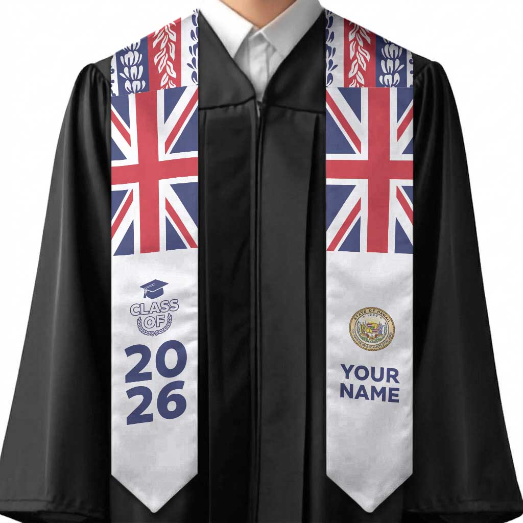 Custom Aloha Hawaii Graduation Stole Hawaiian Flag With Leis