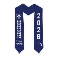 Custom Aloha Hawaii Graduation Stole Kakau Pattern Blue Version