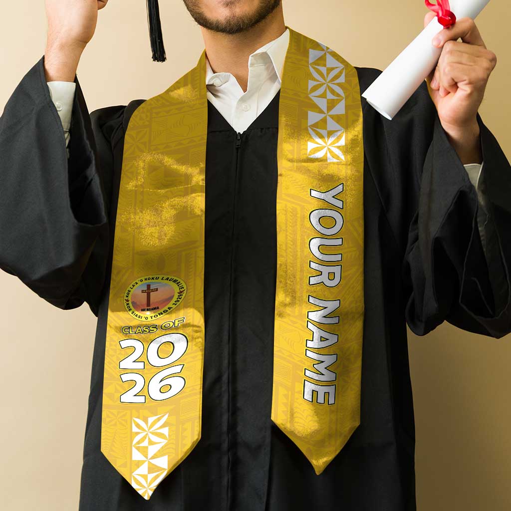 Custom Anastasis College Graduation Stole Tongan Ngatu Pattern