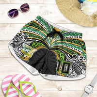Custom Cook Islands Rugby League Shorts for Women Tatau Tribal Motifs-Black Color LT03 Black - Polynesian Pride