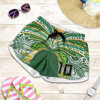 Custom Cook Islands Rugby League Shorts for Women Tatau Tribal Motifs-Dark Green Color LT03 Green - Polynesian Pride