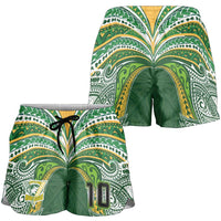 Custom Cook Islands Rugby League Shorts for Women Tatau Tribal Motifs-Dark Green Color LT03 - Polynesian Pride