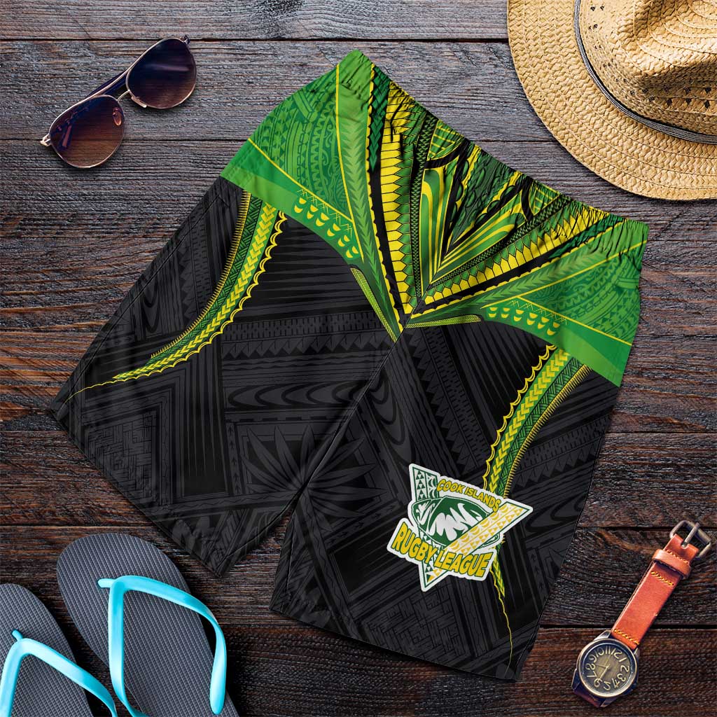 Custom Cook Islands Rugby Shorts for Men Tatau Art Sport Style Black Color