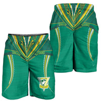 Custom Cook Islands Rugby Shorts for Men Tatau Art Sport Style Green Color