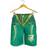 Custom Cook Islands Rugby Shorts for Men Tatau Art Sport Style Green Color