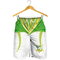 Custom Cook Islands Rugby Shorts for Men Tatau Art Sport Style White Color