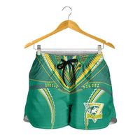 Custom Cook Islands Rugby Shorts for Women Tatau Art Sport Style Green Color