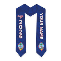 Custom Guam Graduation Stole Guaman Seal Blue Floral Design