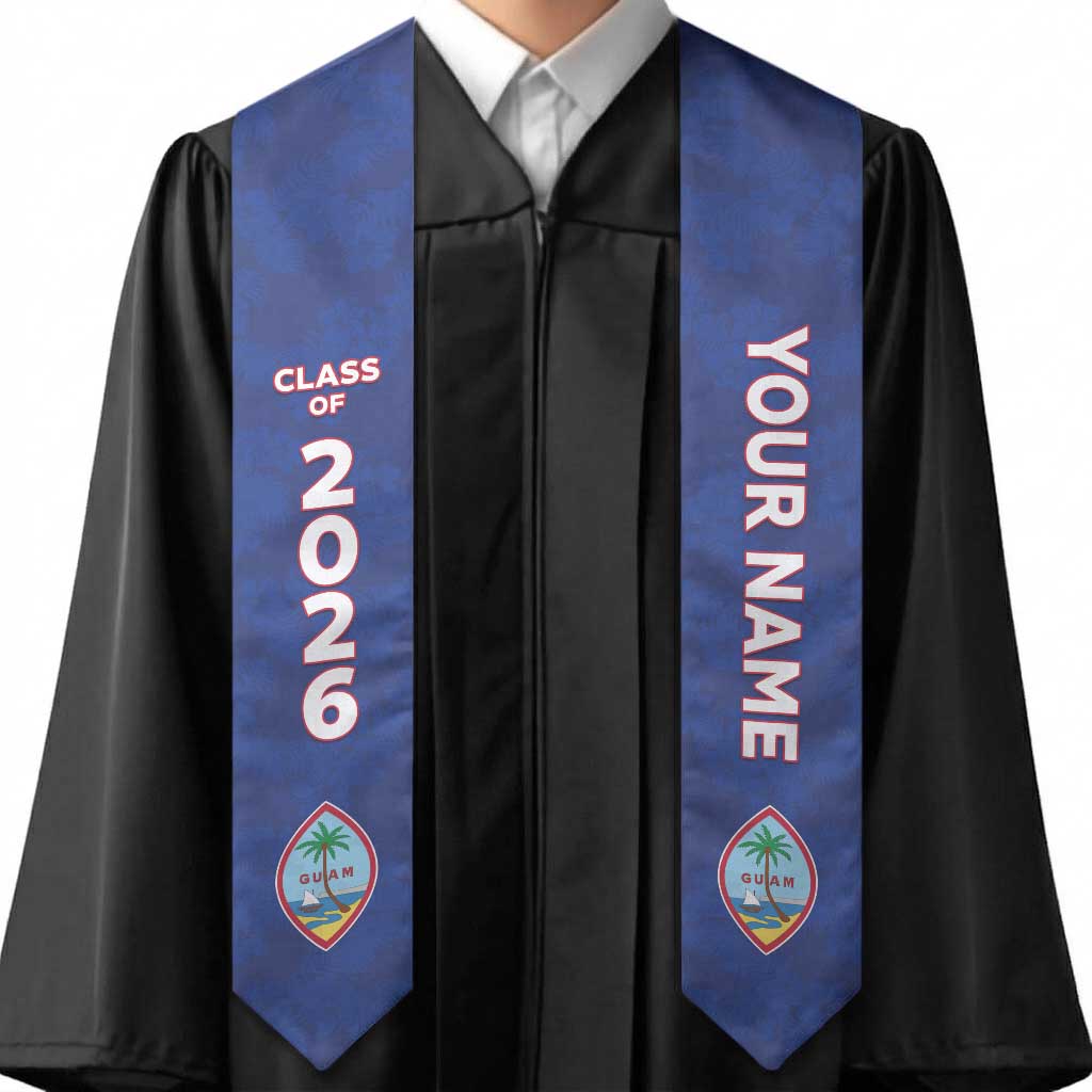 Custom Guam Graduation Stole Guaman Seal Blue Floral Design