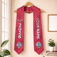 Custom Guam Graduation Stole Guaman Seal Red Floral Design