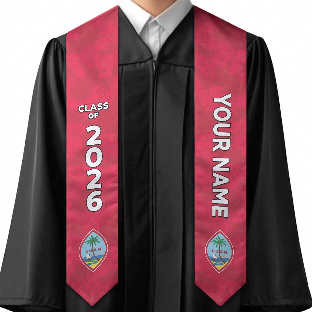 Custom Guam Graduation Stole Guaman Seal Red Floral Design