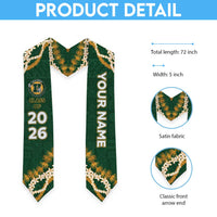 Custom Hana High And Elementary School Graduation Stole Tapa Pattern With Leis