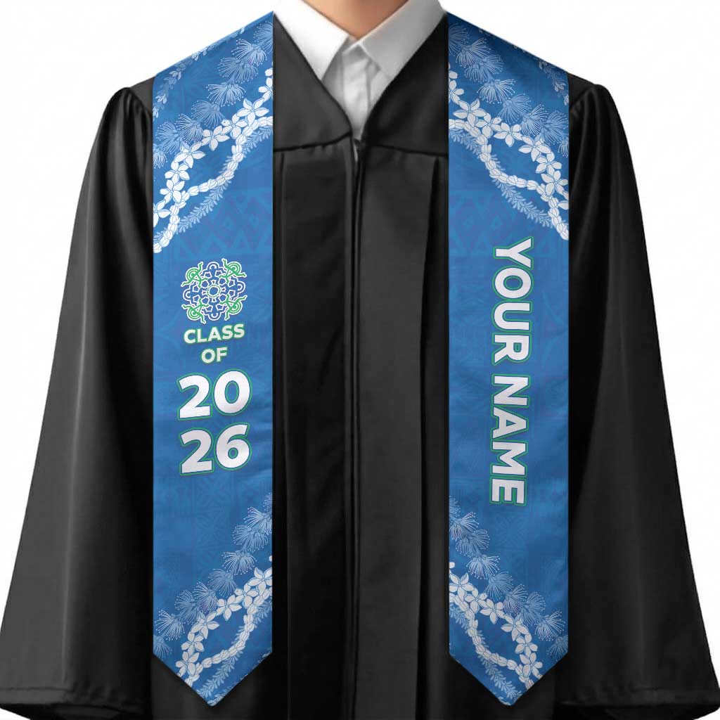 Custom Hawaii Anuenue School Graduation Stole Tapa Pattern With Leis