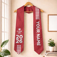 Custom Hawaii Graduation Stole Kakau Pattern Red Version