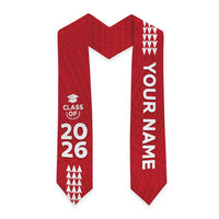 Custom Hawaii Graduation Stole Kakau Pattern Red Version