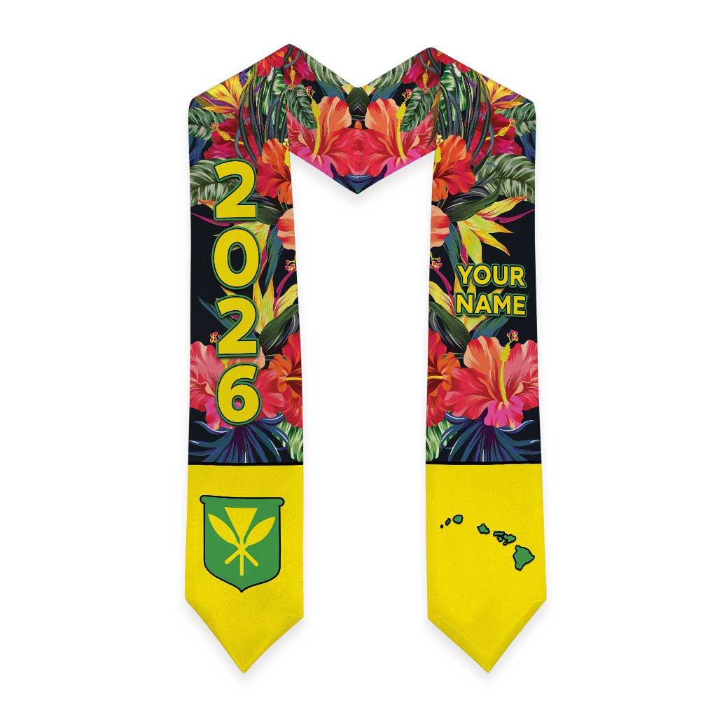 Custom Hawaii Graduation Stole Tropical Flowers