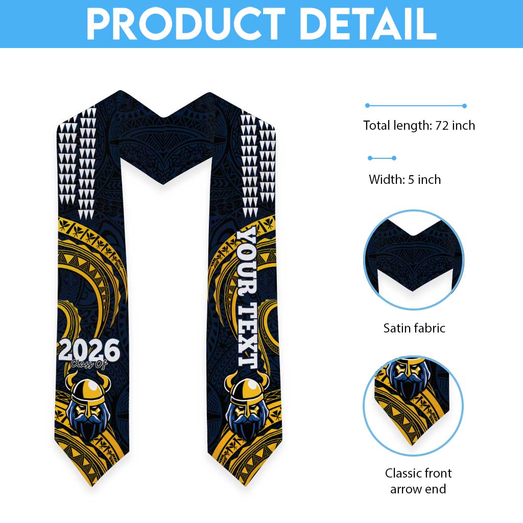 Custom Hawaii Hilo High School Graduation Stole Class Of Year Viking Polynesian Kakau Pattern
