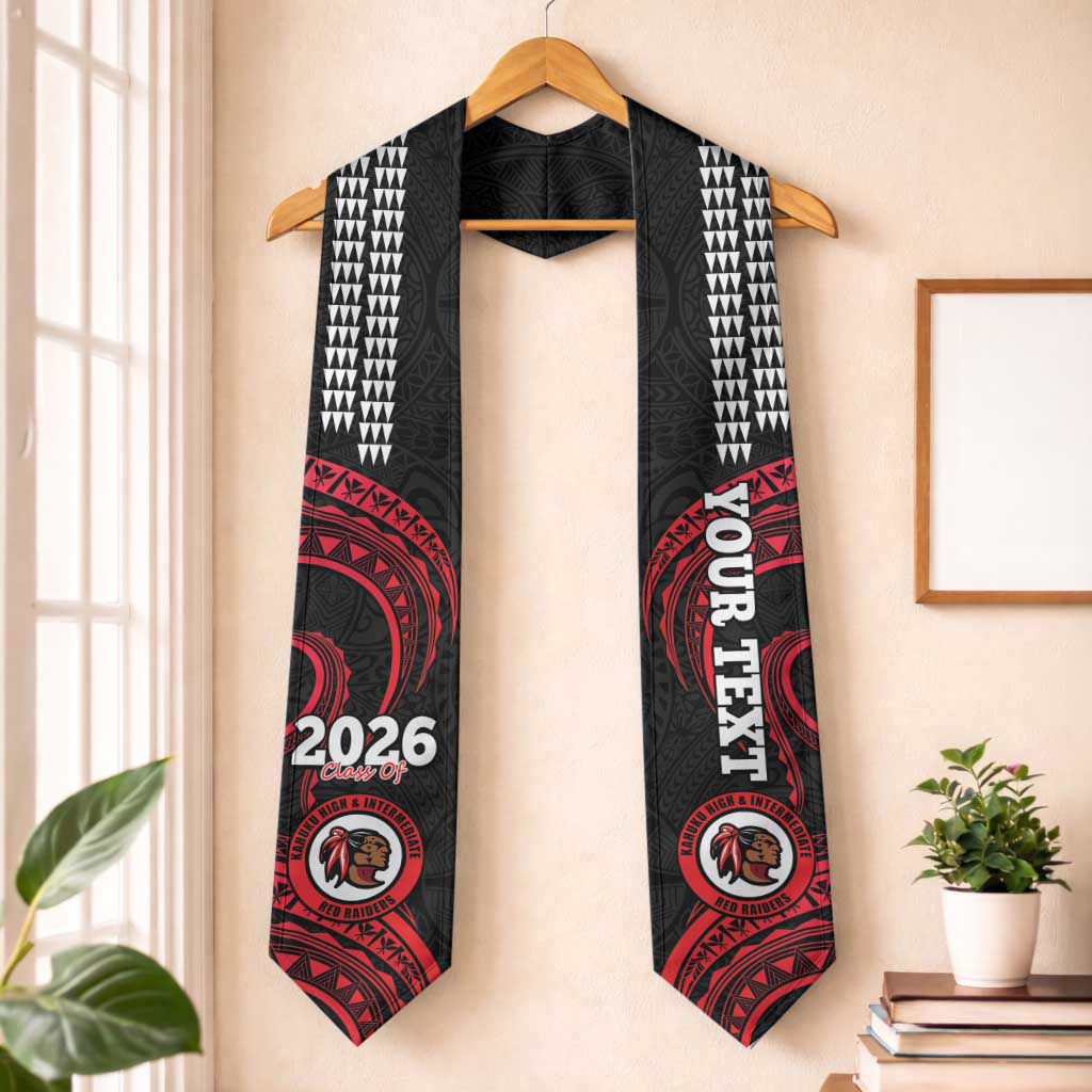 Custom Hawaii Kahuku High And Intermediate School Graduation Stole Class Of Year Red Raiders Kakau Pattern
