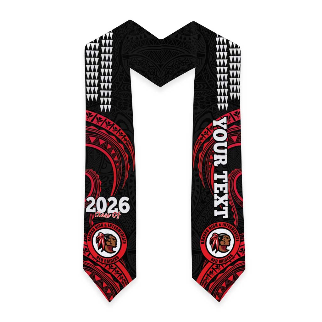 Custom Hawaii Kahuku High And Intermediate School Graduation Stole Class Of Year Red Raiders Kakau Pattern