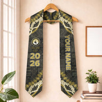 Custom Hawaii Kohala High School Graduation Stole Tapa Pattern With Leis