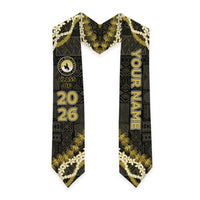 Custom Hawaii Kohala High School Graduation Stole Tapa Pattern With Leis