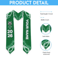 Custom Hawaii Konawaena High School Graduation Stole Tapa Pattern With Leis