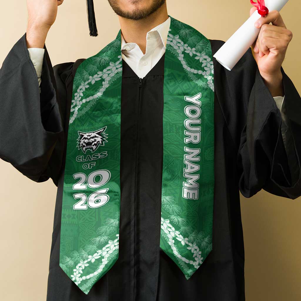 Custom Hawaii Konawaena High School Graduation Stole Tapa Pattern With Leis