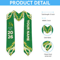 Custom Honokaa High And Intermediate School Graduation Stole Tapa Pattern With Leis