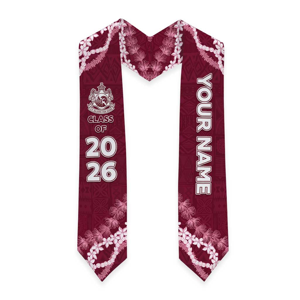 Custom H.P. Baldwin High School Graduation Stole Tapa Pattern With Leis