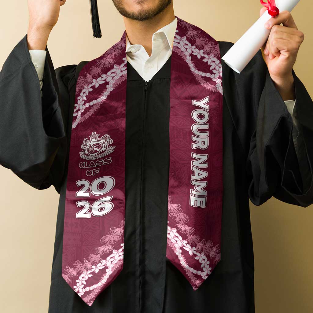 Custom H.P. Baldwin High School Graduation Stole Tapa Pattern With Leis