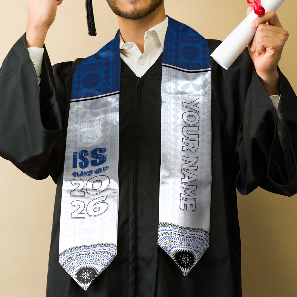 Custom International School Suva Graduation Stole With Fijian Tapa Pattern