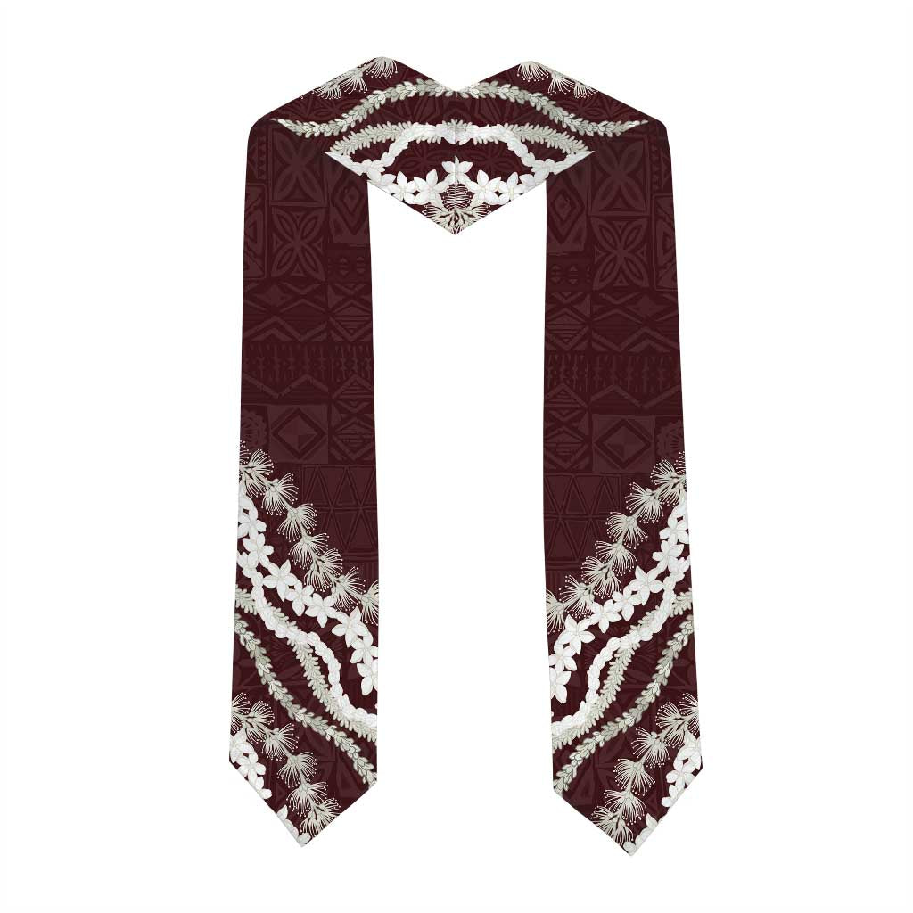 Custom Kau High And Pahala Elementary School Graduation Stole Tapa Pattern With Leis