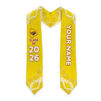 Custom Ke Kula O Ehunuikaimalino Graduation Stole Tapa Pattern With Leis