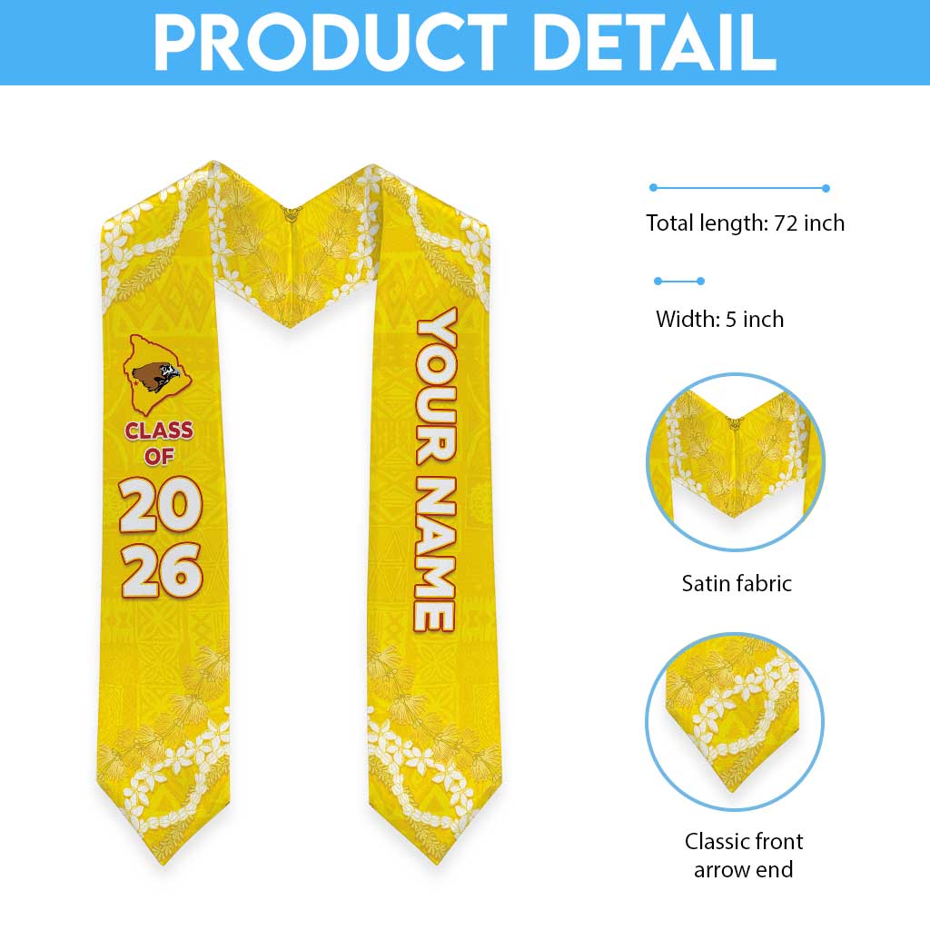 Custom Ke Kula O Ehunuikaimalino Graduation Stole Tapa Pattern With Leis